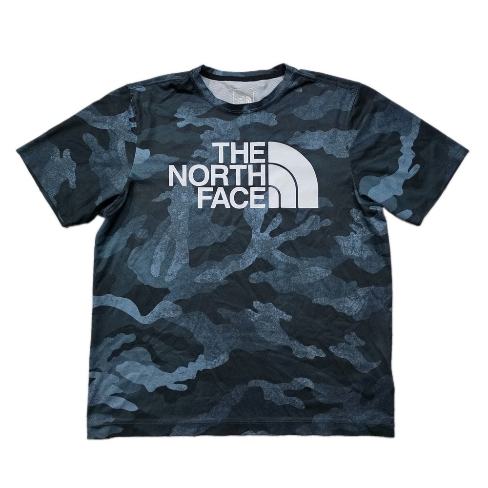 The North Face Men's Camo Reaxion Graphic T-Shirt Blue Gray Size Large Flashdry